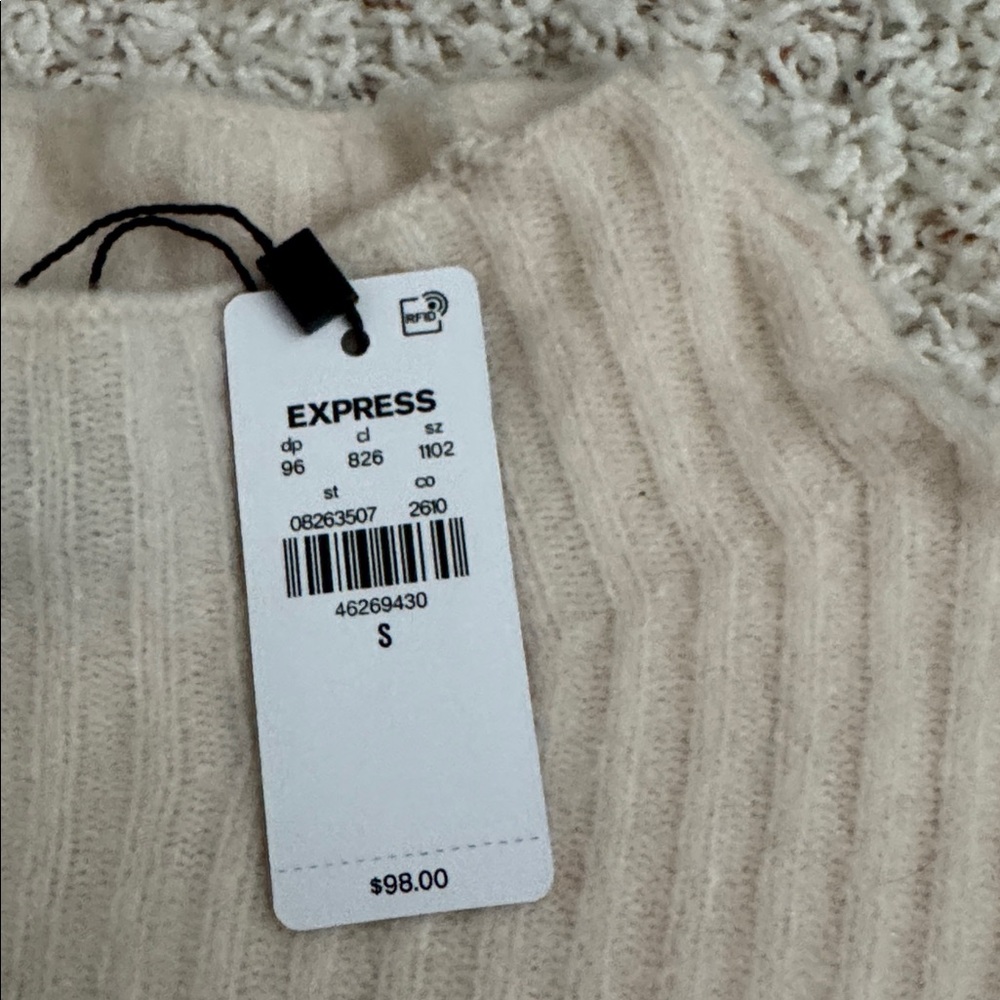 Express Cream Ribbed Sweater - Picture 2 of 2